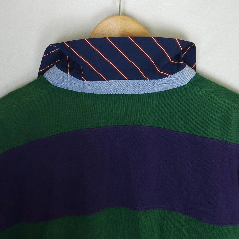 Tommy Hilfiger‎ Rugby Polo Shirt Men's XL Slim Fit Green Purple Big Crest Logo - Picture 15 of 15